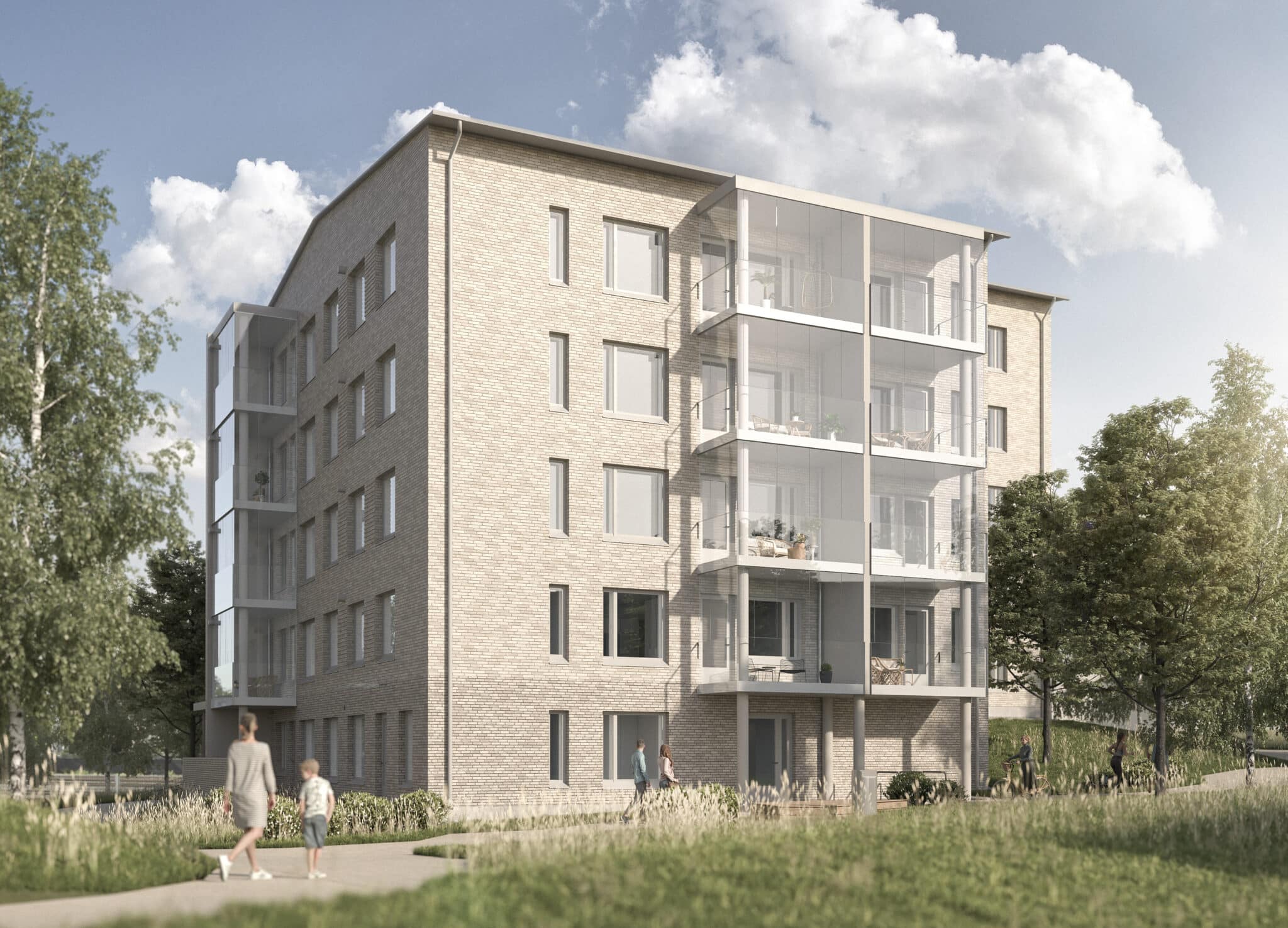 Oulunkulän Jokiniementien uudiskohteen ulkovisu